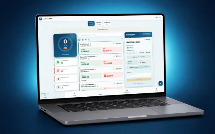 Captura del CRM de la academia