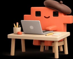 Mascota con boina de diseñadora trabajando en su laptop